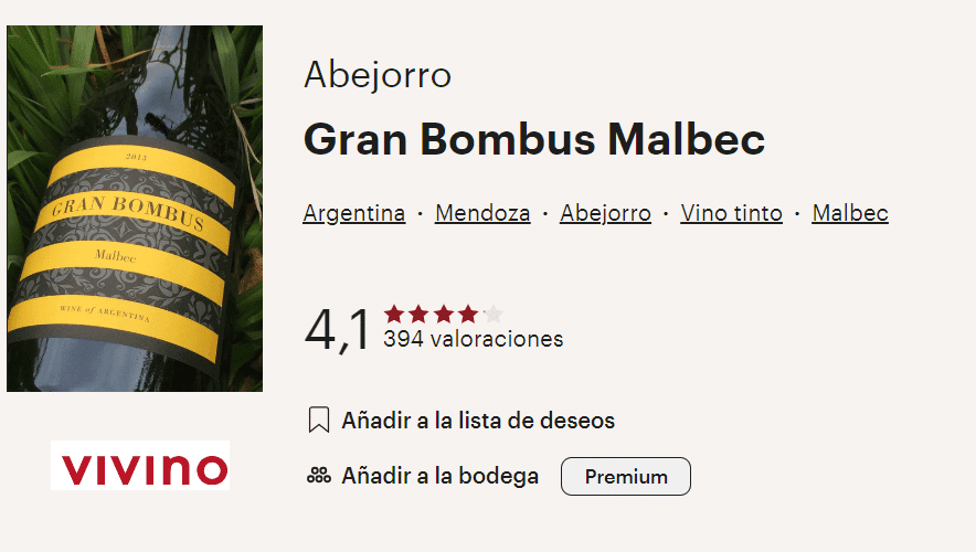 Abejorro Wines Gran Bombus Malbec 2019
